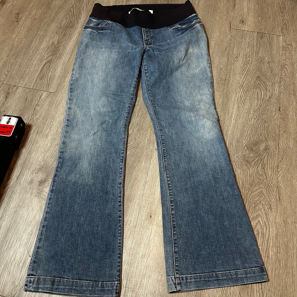 Gap Maternity Pull On Flare‎ Jeans Blue Medium Wash Under Belly Size 8 Reg